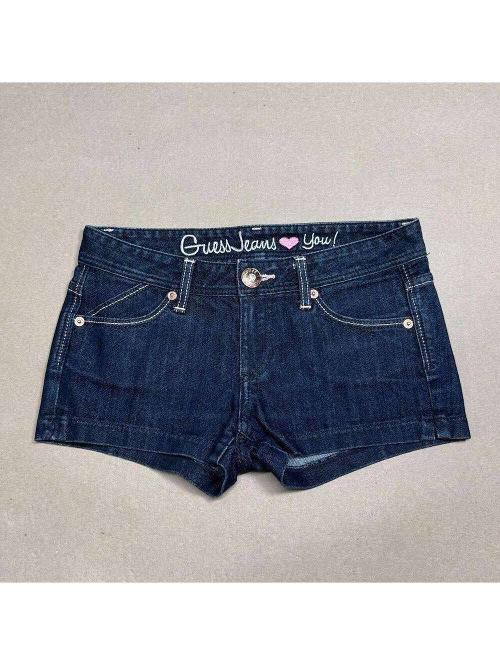 Vintage Y2K Low Rise Denim Micro Shorts Dark Wash